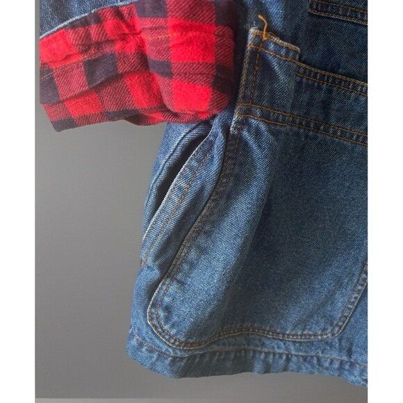 Current Seen Vintage 80s Chore Coat Denim Buffalo Plaid Flannel Lined Size M - Picture 6 of 9